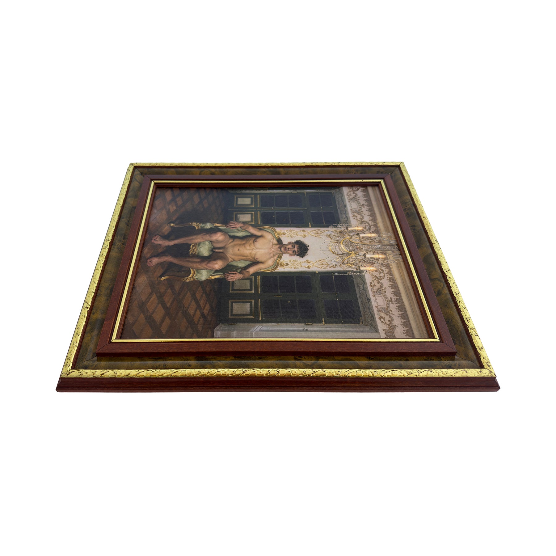 Blake in The Drawing Room at Night Male Nude Portrait NSFW MATURE 11"x14" Canvas Art Print Vintage Frame