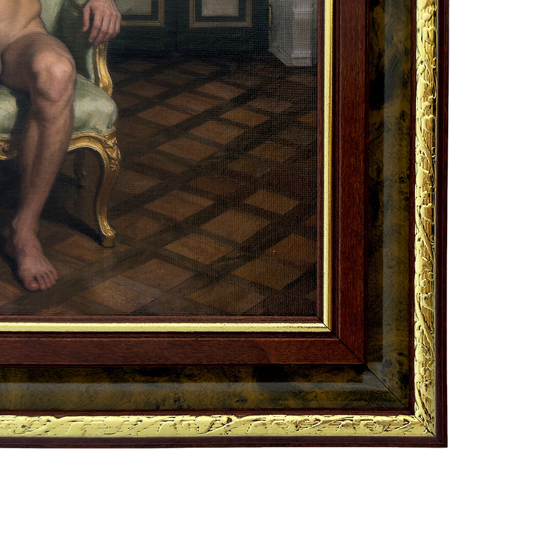 Blake in The Drawing Room at Night Male Nude Portrait NSFW MATURE 11"x14" Canvas Art Print Vintage Frame