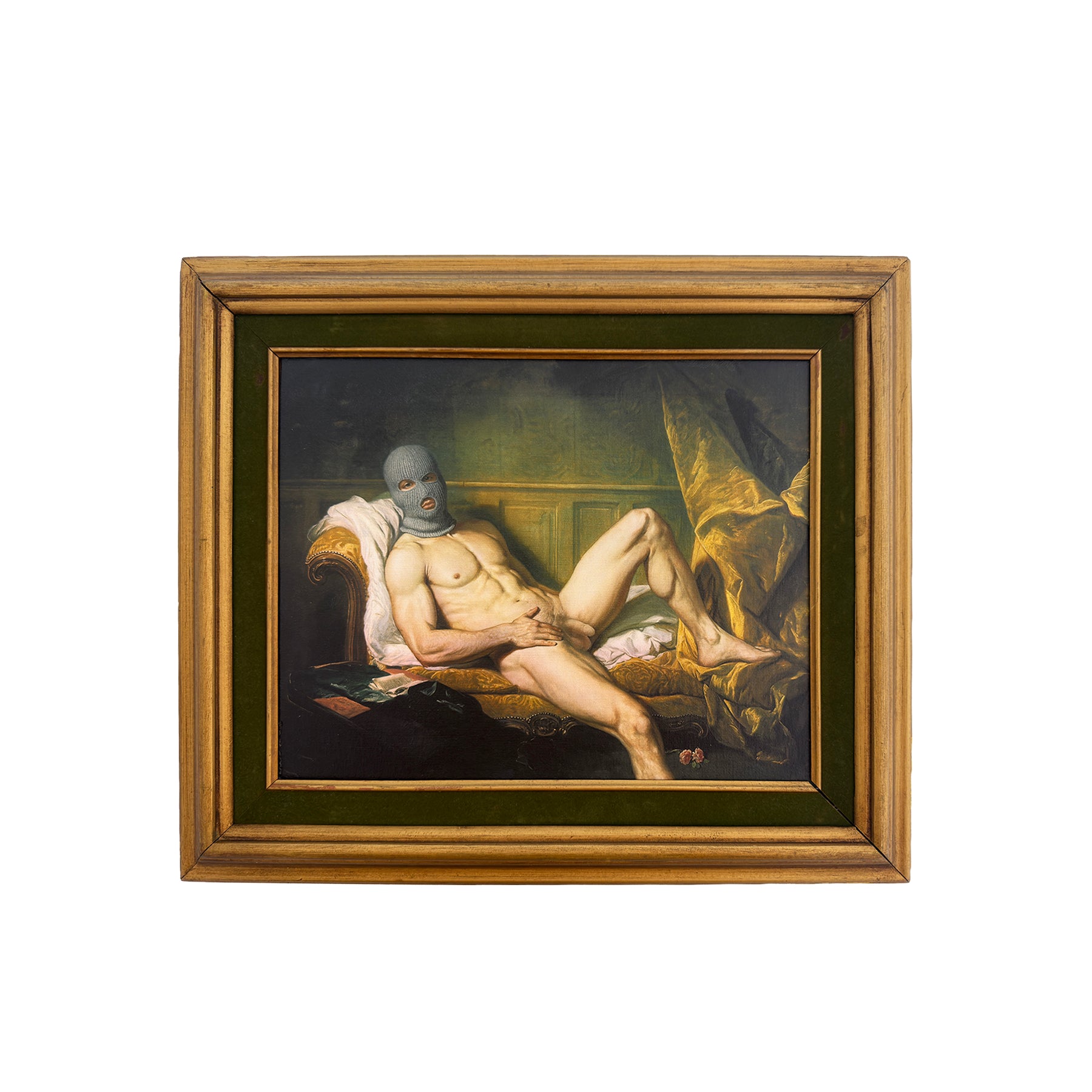 Reclining Nude in the Green Room Vintage Framed Male Nude Art NSFW MATURE 11"x14" Print in Restored Vintage Framed 11"x14"