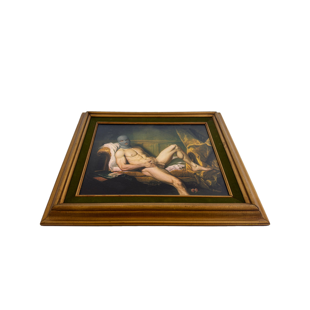 Reclining Nude in the Green Room Vintage Framed Male Nude Art NSFW MATURE 11"x14" Print in Restored Vintage Framed 11"x14"