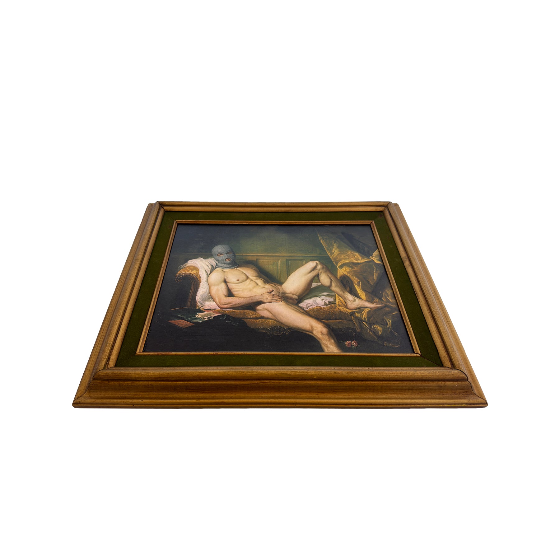 Reclining Nude in the Green Room Vintage Framed Male Nude Art NSFW MATURE 11"x14" Print in Restored Vintage Framed 11"x14"