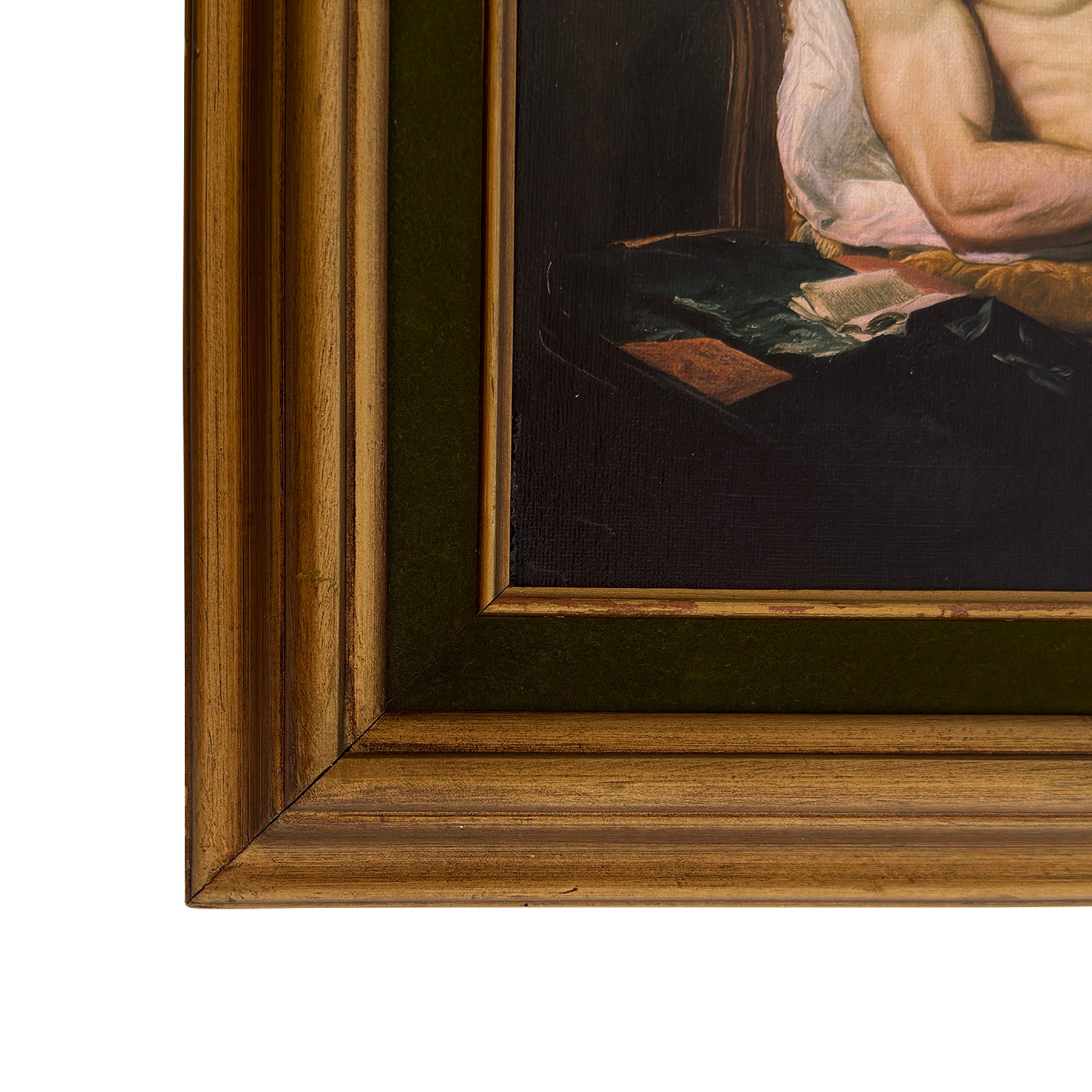 Reclining Nude in the Green Room Vintage Framed Male Nude Art NSFW MATURE 11"x14" Print in Restored Vintage Framed 11"x14"
