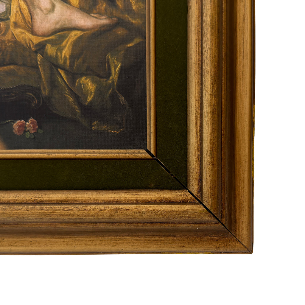 Reclining Nude in the Green Room Vintage Framed Male Nude Art NSFW MATURE 11"x14" Print in Restored Vintage Framed 11"x14"