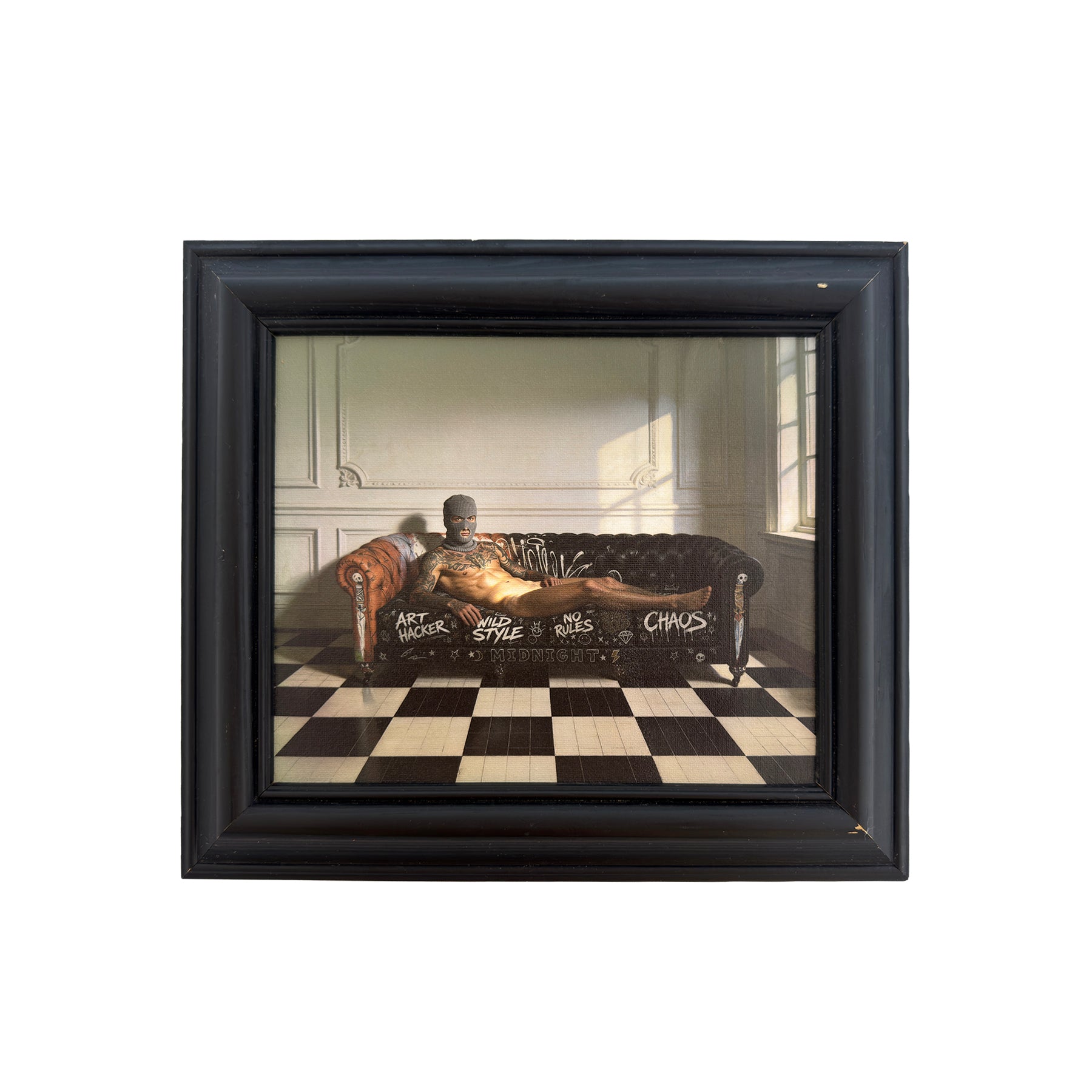 Reclining Nude in Afternoon Light Canvas Art Print 8"x10" in Vintage Frame 11"x13"