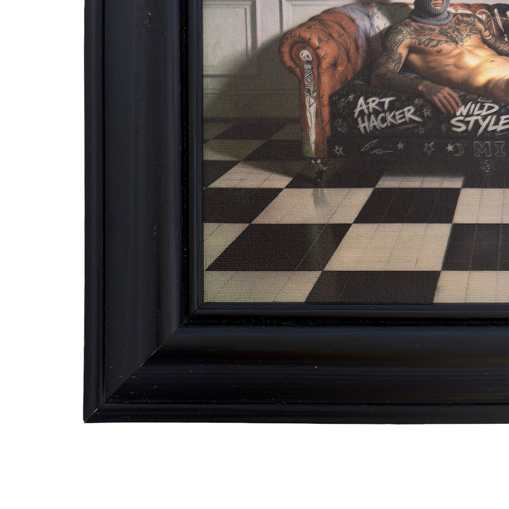 Reclining Nude in Afternoon Light Canvas Art Print 8"x10" in Vintage Frame 11"x13"