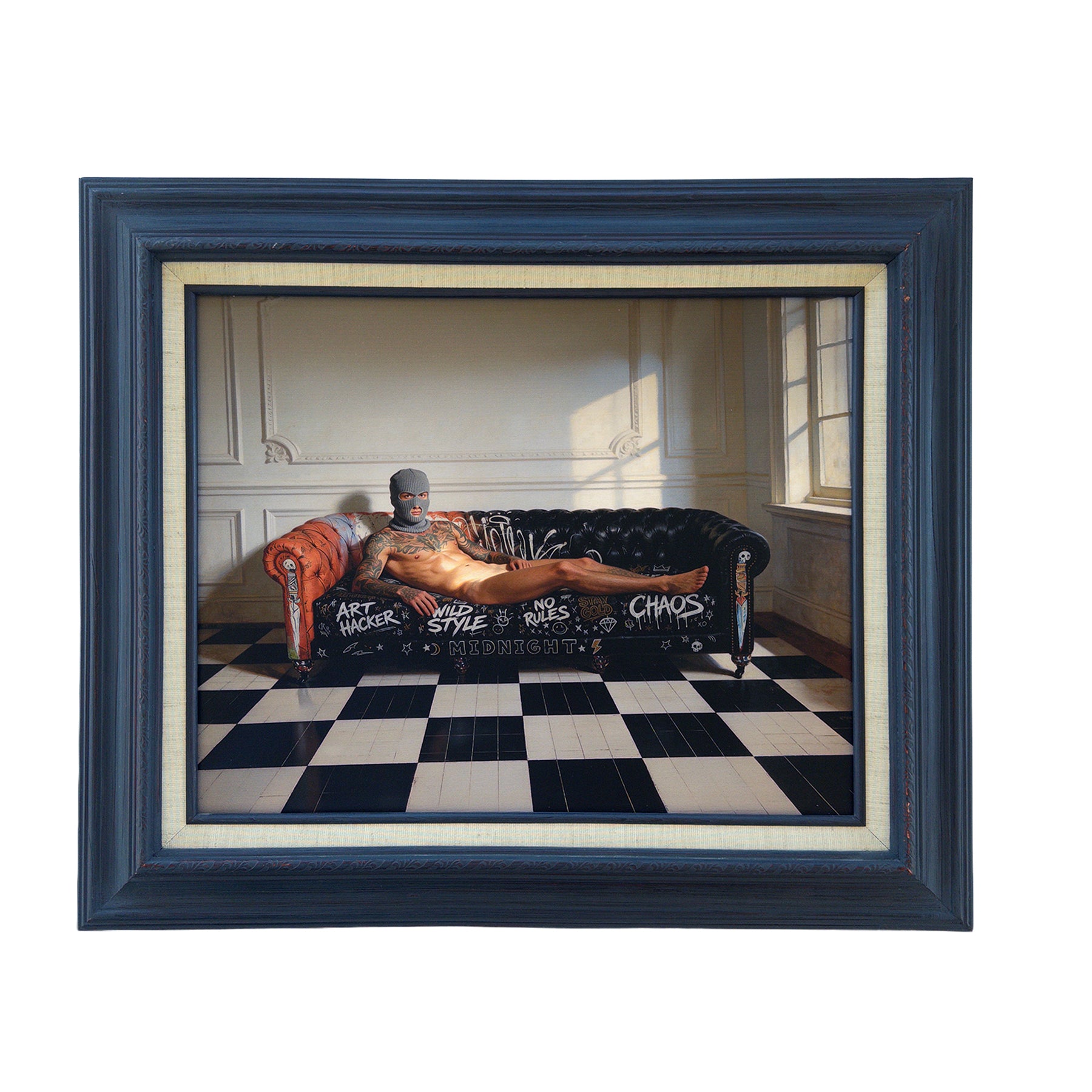 Reclining Nude in Afternoon Light Canvas Art Print 16"x20" in Vintage Frame 23"27"