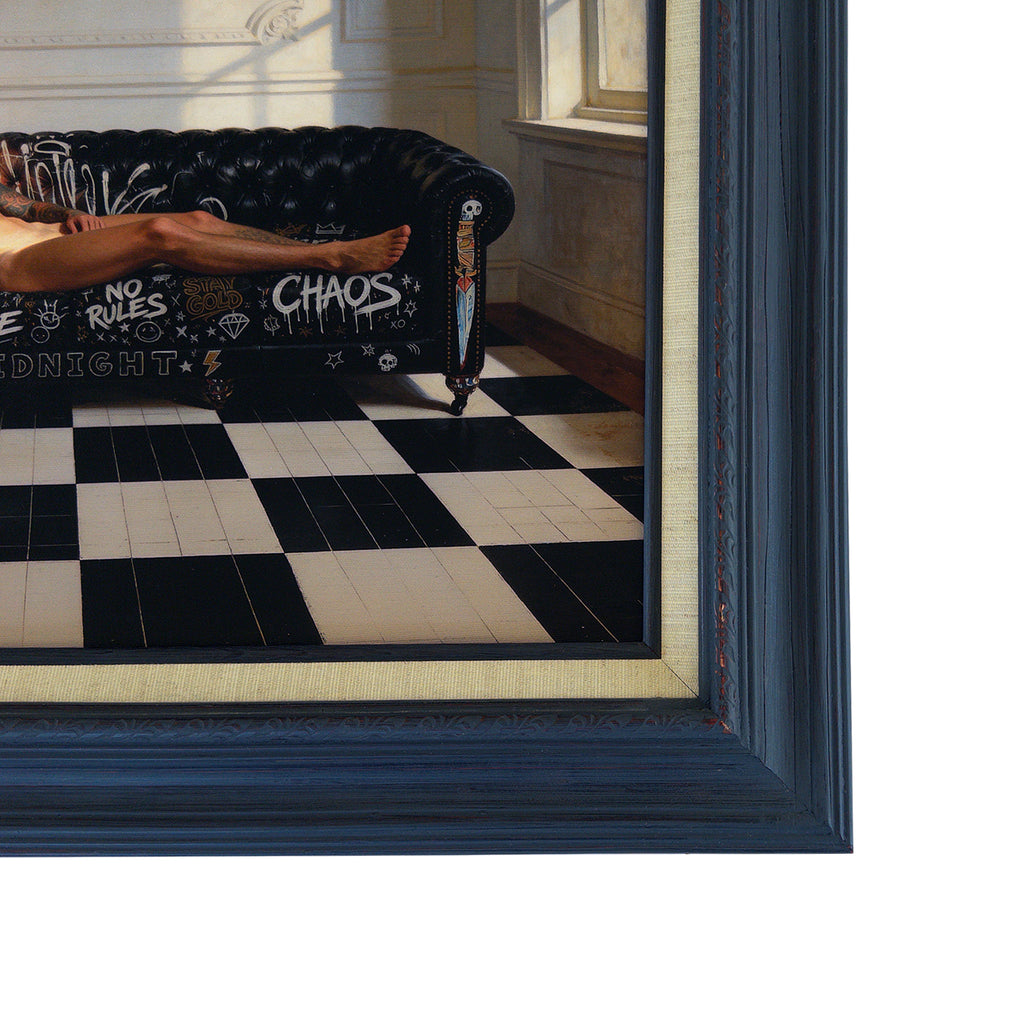 Reclining Nude in Afternoon Light Canvas Art Print 16"x20" in Vintage Frame 23"27"