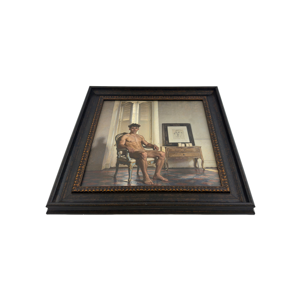 Blake and Picasso 10"x10 Canvas Board Print in Vintage Frame Under Glass 13.5"x13.5"