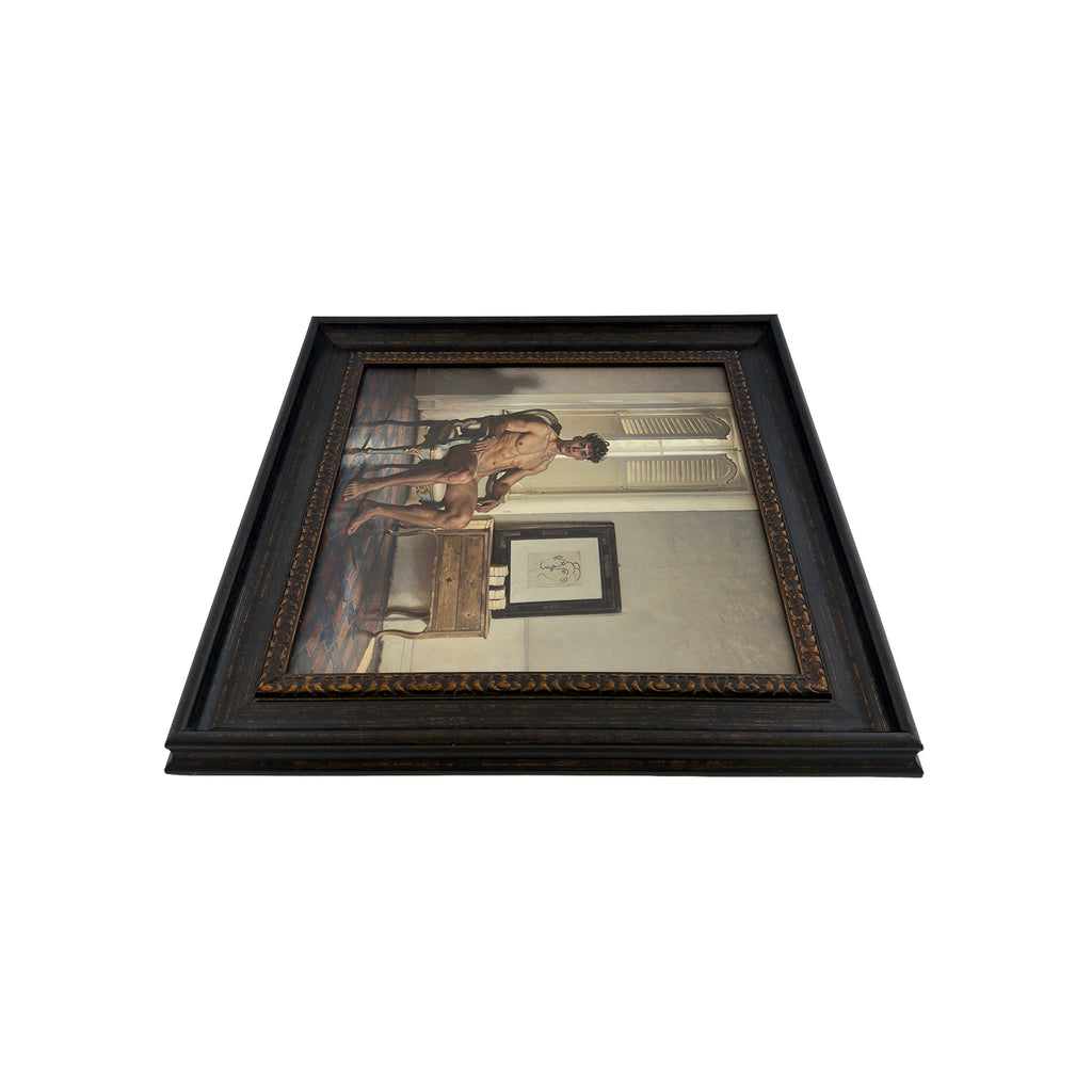 Blake and Picasso 10"x10 Canvas Board Print in Vintage Frame Under Glass 13.5"x13.5"