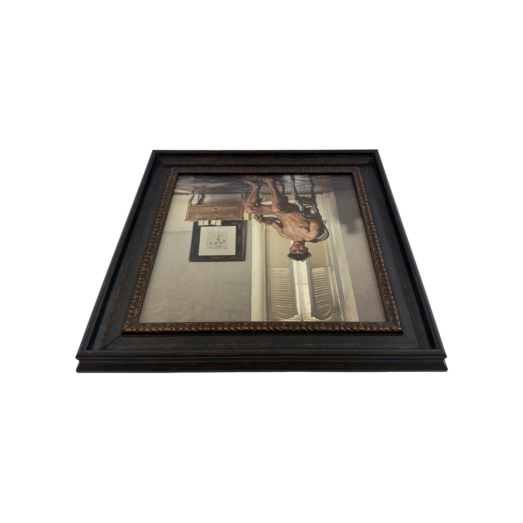 Blake and Picasso 10"x10 Canvas Board Print in Vintage Frame Under Glass 13.5"x13.5"