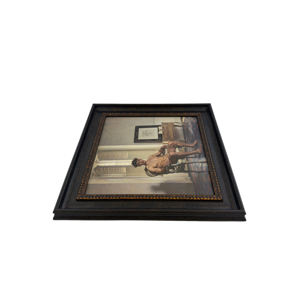 Blake and Picasso 10"x10 Canvas Board Print in Vintage Frame Under Glass 13.5"x13.5"