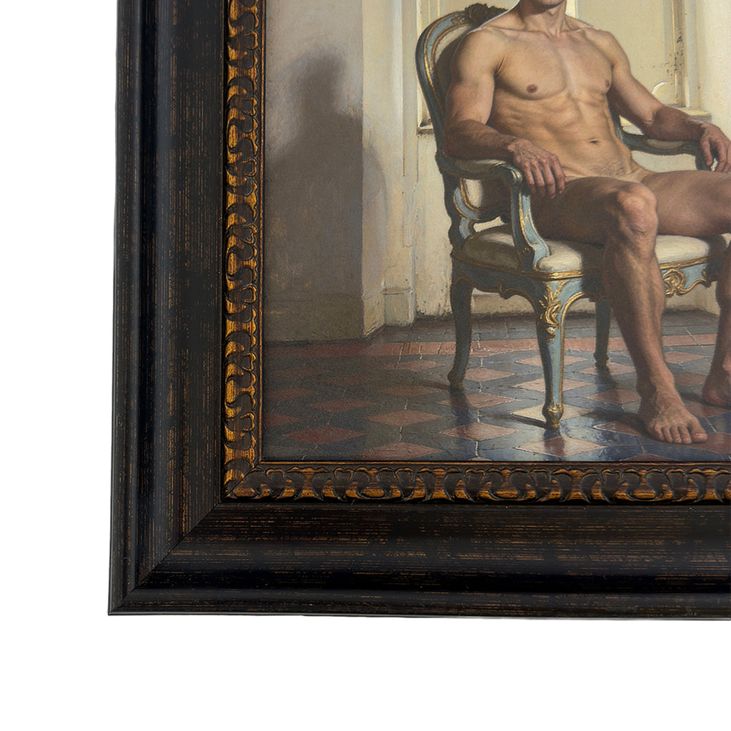 Blake and Picasso 10"x10 Canvas Board Print in Vintage Frame Under Glass 13.5"x13.5"