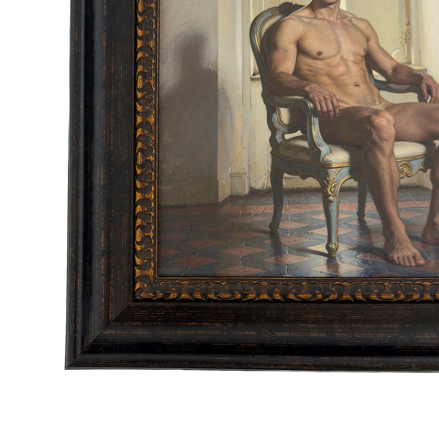 Blake and Picasso 10"x10 Canvas Board Print in Vintage Frame Under Glass 13.5"x13.5"