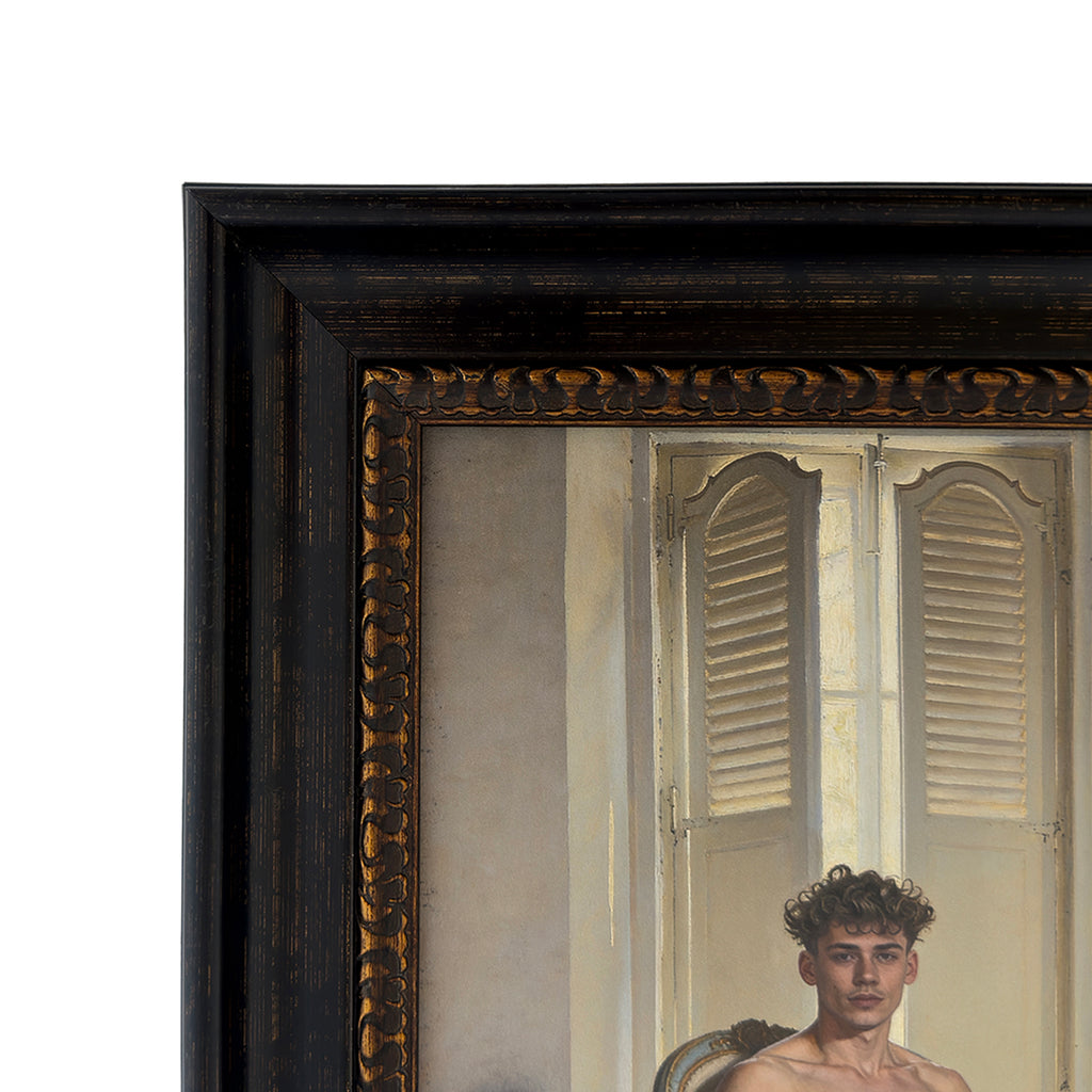 Blake and Picasso 10"x10 Canvas Board Print in Vintage Frame Under Glass 13.5"x13.5"