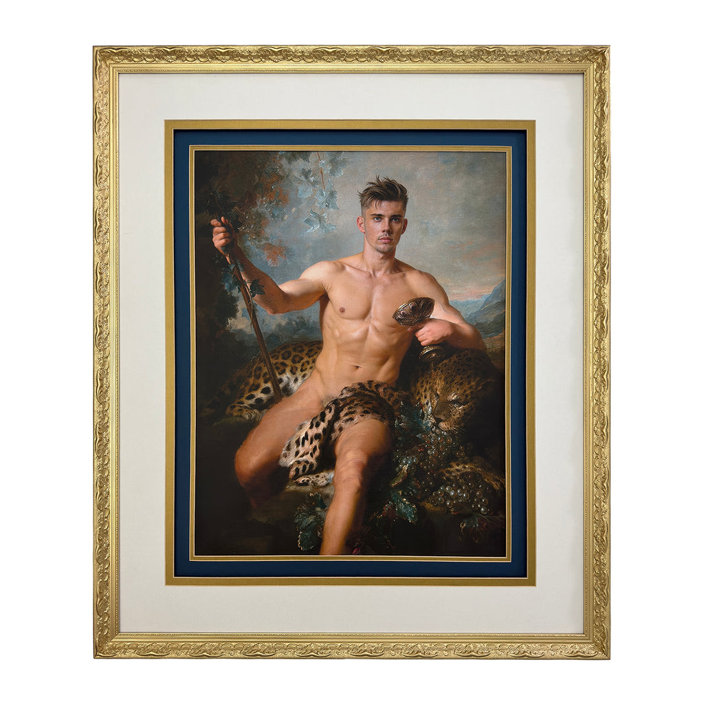 Nate as Triumph of Bacchus Restored Vintage Frame Under Glass 23"x39"