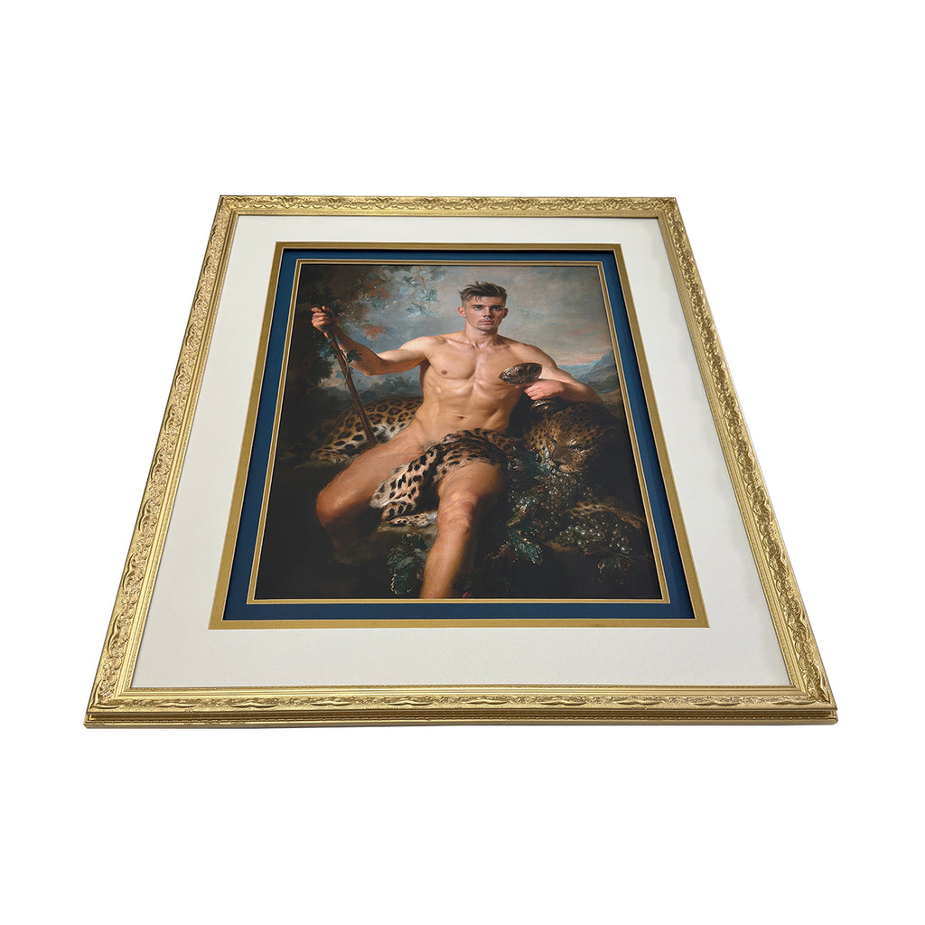 Nate as Triumph of Bacchus 20"x26" Canvas Print Art Set in Fully Restored Vintage Frame Under Glass 33"x39"