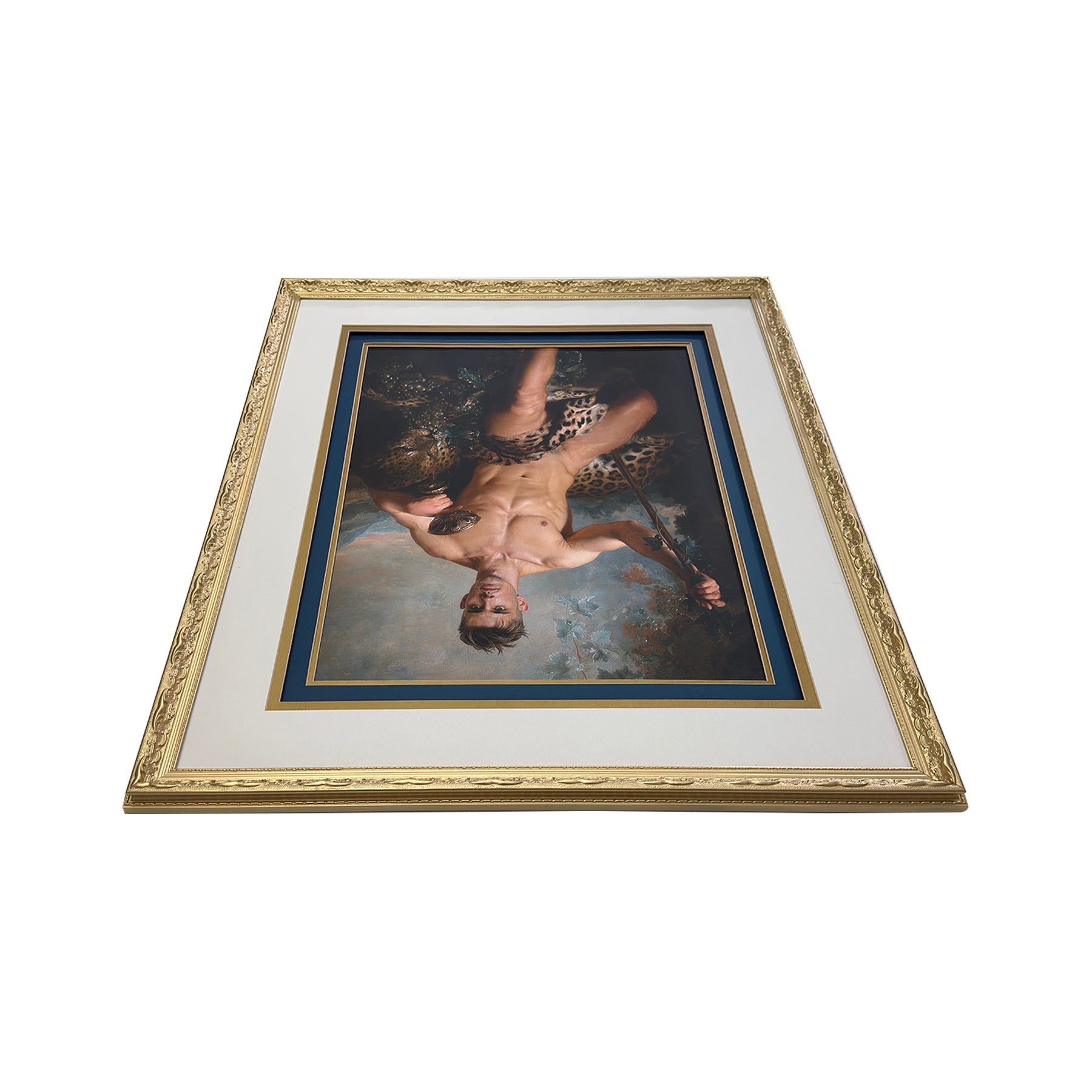 Nate as Triumph of Bacchus 20"x26" Canvas Print Art Set in Fully Restored Vintage Frame Under Glass 33"x39"