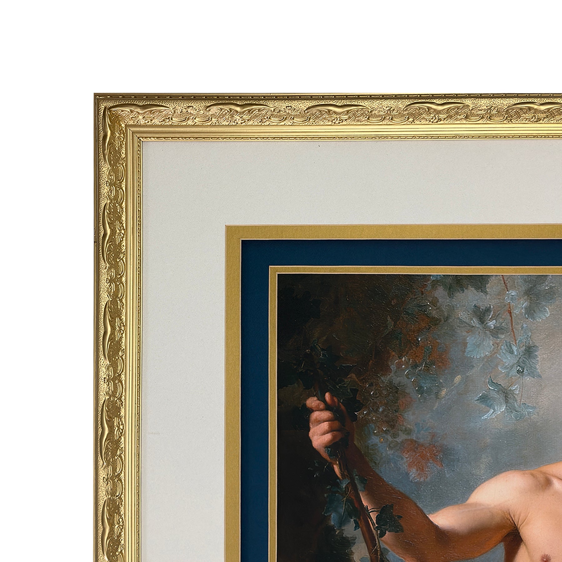Nate as Triumph of Bacchus 20"x26" Canvas Print Art Set in Fully Restored Vintage Frame Under Glass 33"x39"