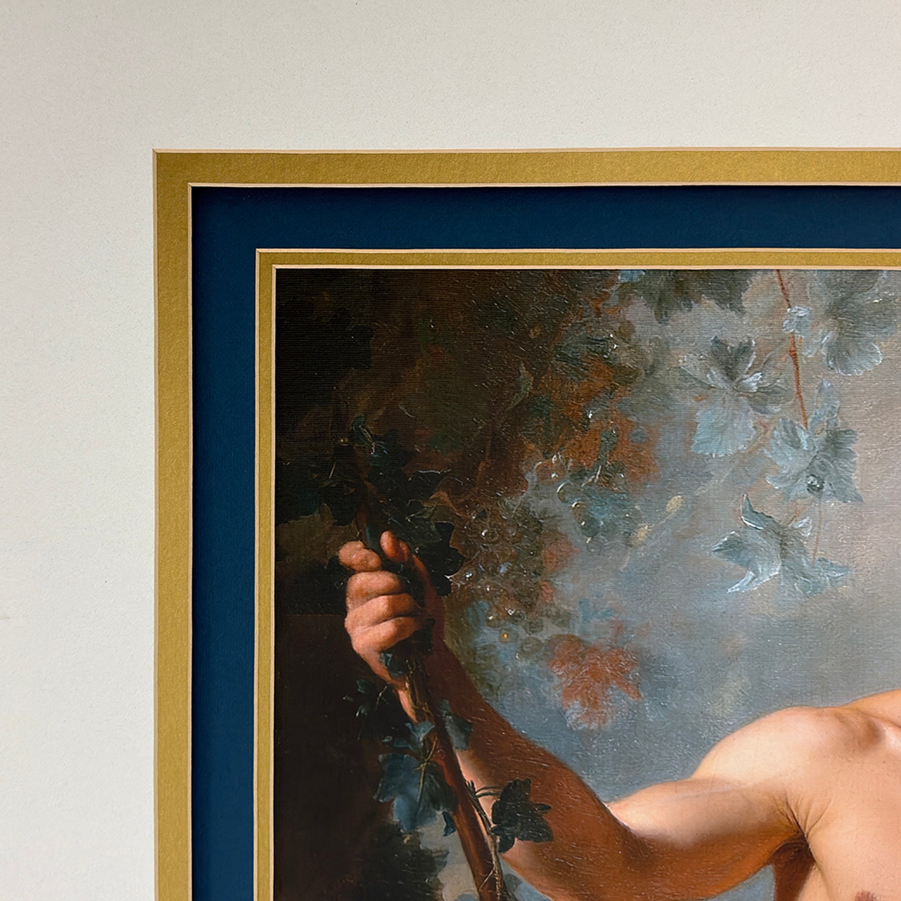 Nate as Triumph of Bacchus 20"x26" Canvas Print Art Set in Fully Restored Vintage Frame Under Glass 33"x39"