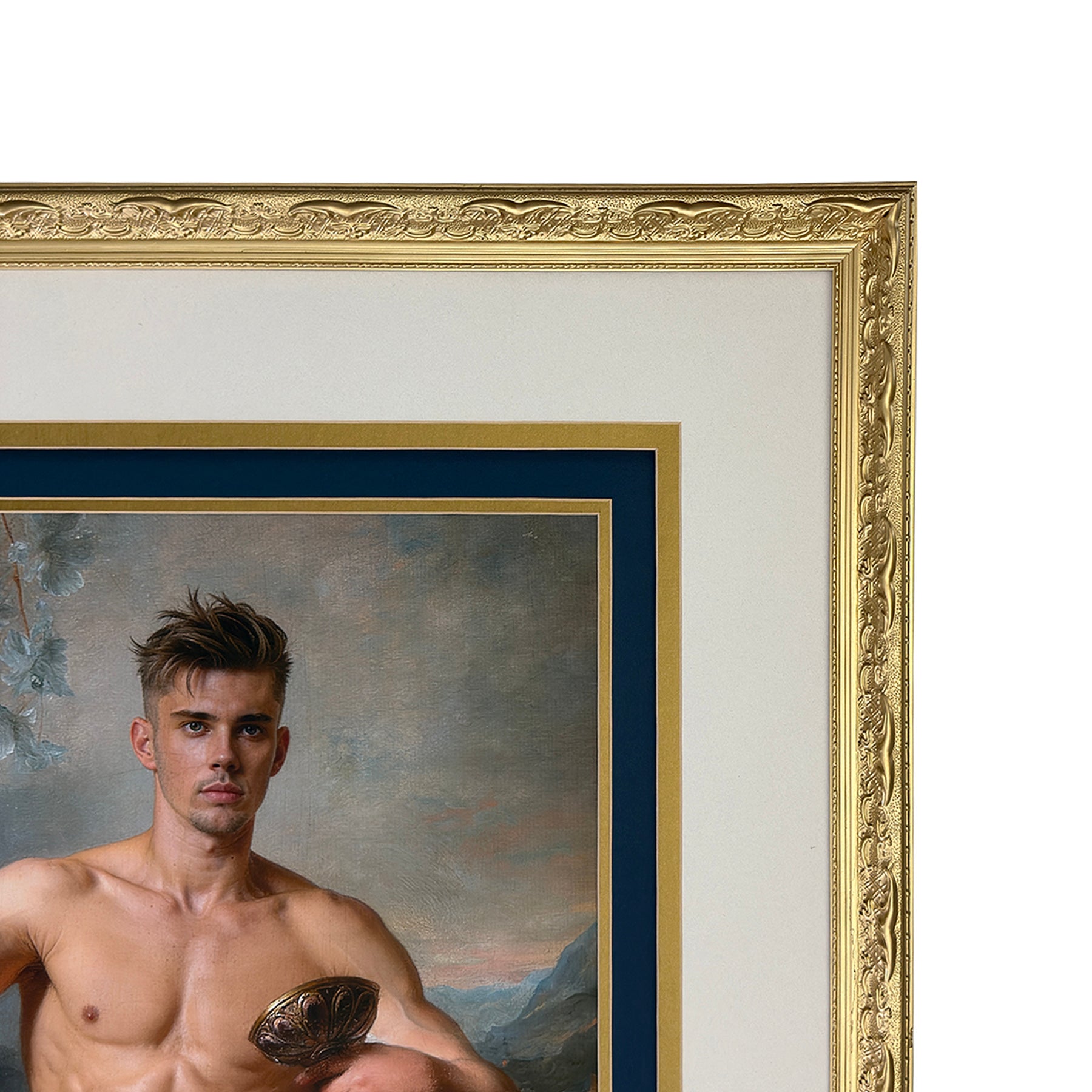 Nate as Triumph of Bacchus Restored Vintage Frame Under Glass 23"x39"