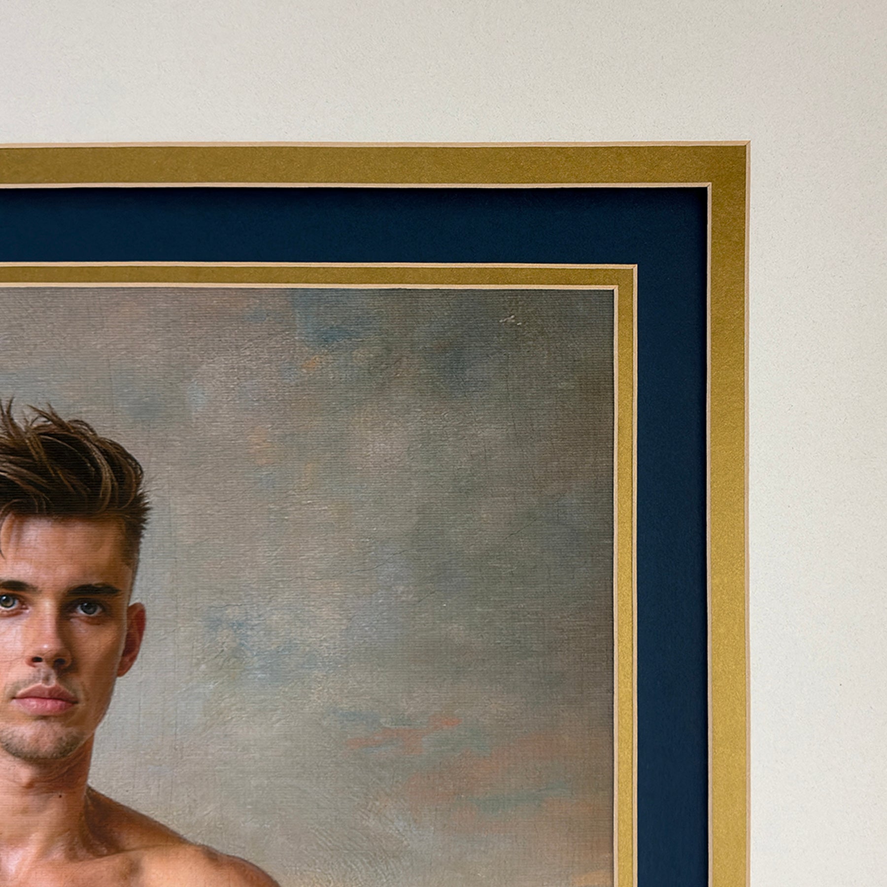 Nate as Triumph of Bacchus Restored Vintage Frame Under Glass 23"x39"