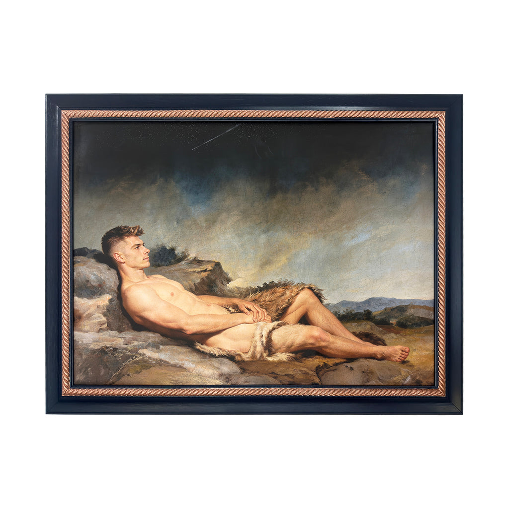 Alex as Sleeping Shepherd Stretch Canvas 23"x31" Restored Custom Painted  Frame 28"x37"