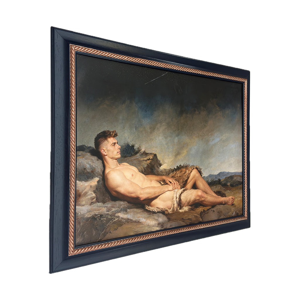 Alex as Sleeping Shepherd Stretch Canvas 23"x31" Restored Custom Painted  Frame 28"x37"