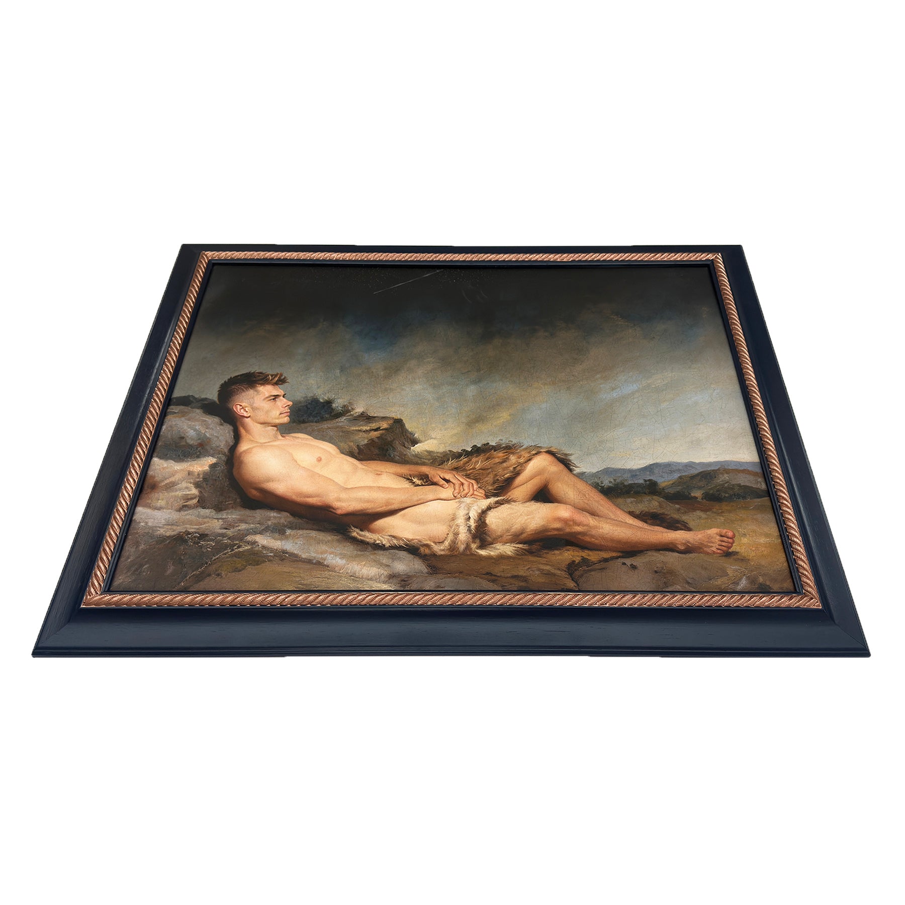 Alex as Sleeping Shepherd Stretch Canvas 23"x31" Restored Custom Painted  Frame 28"x37"