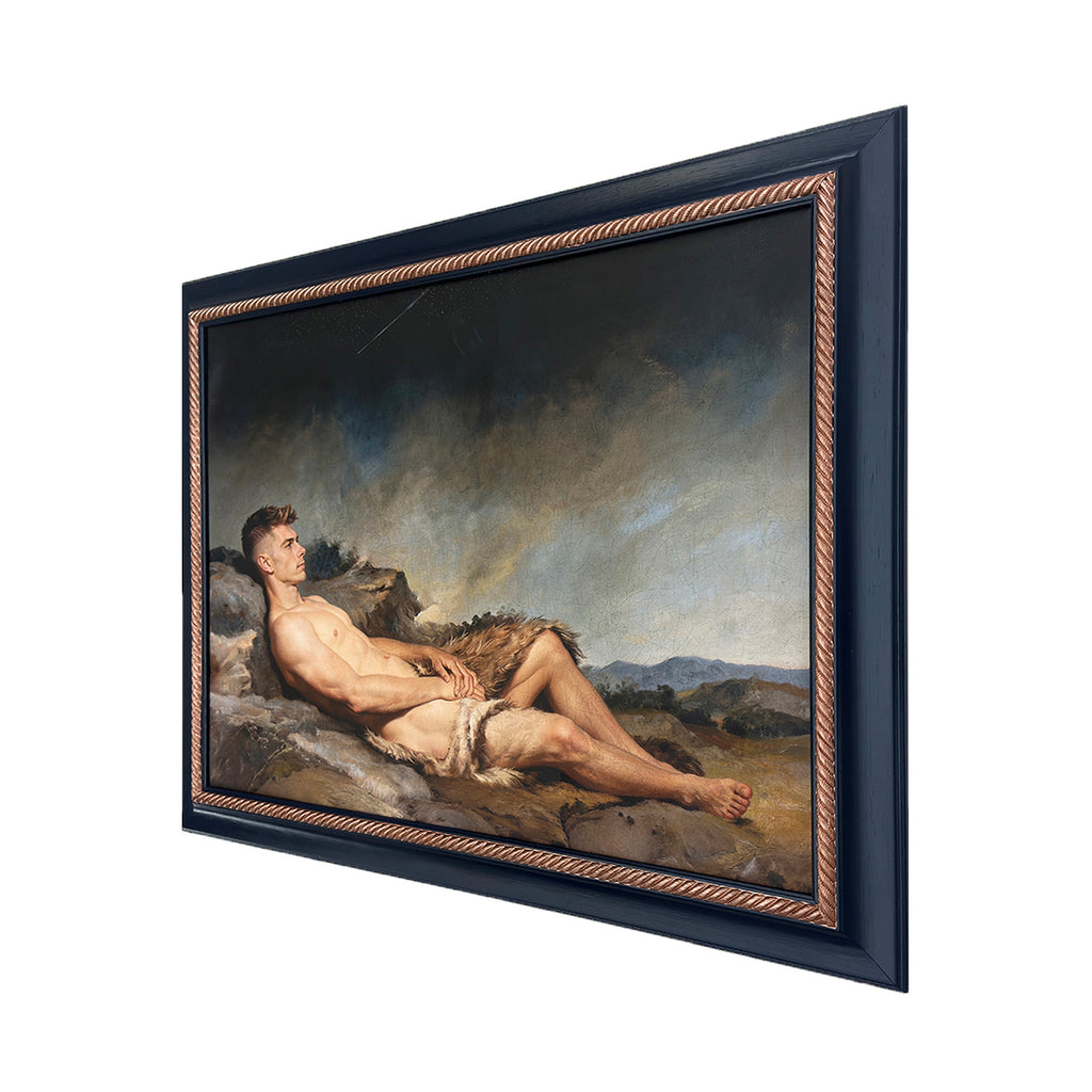 Alex as Sleeping Shepherd Stretch Canvas 23"x31" Restored Custom Painted  Frame 28"x37"