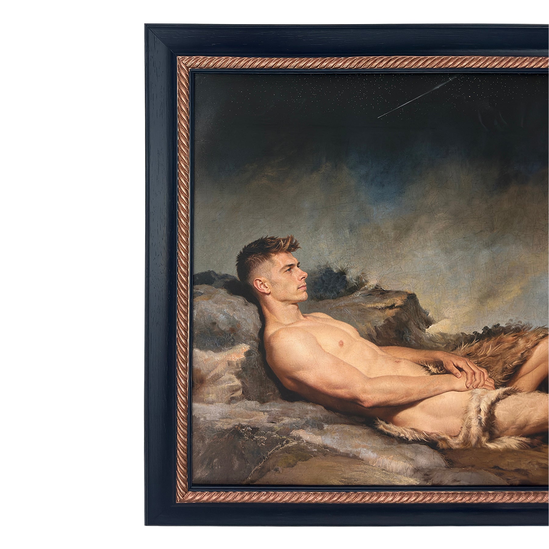 Alex as Sleeping Shepherd Stretch Canvas 23"x31" Restored Custom Painted  Frame 28"x37"