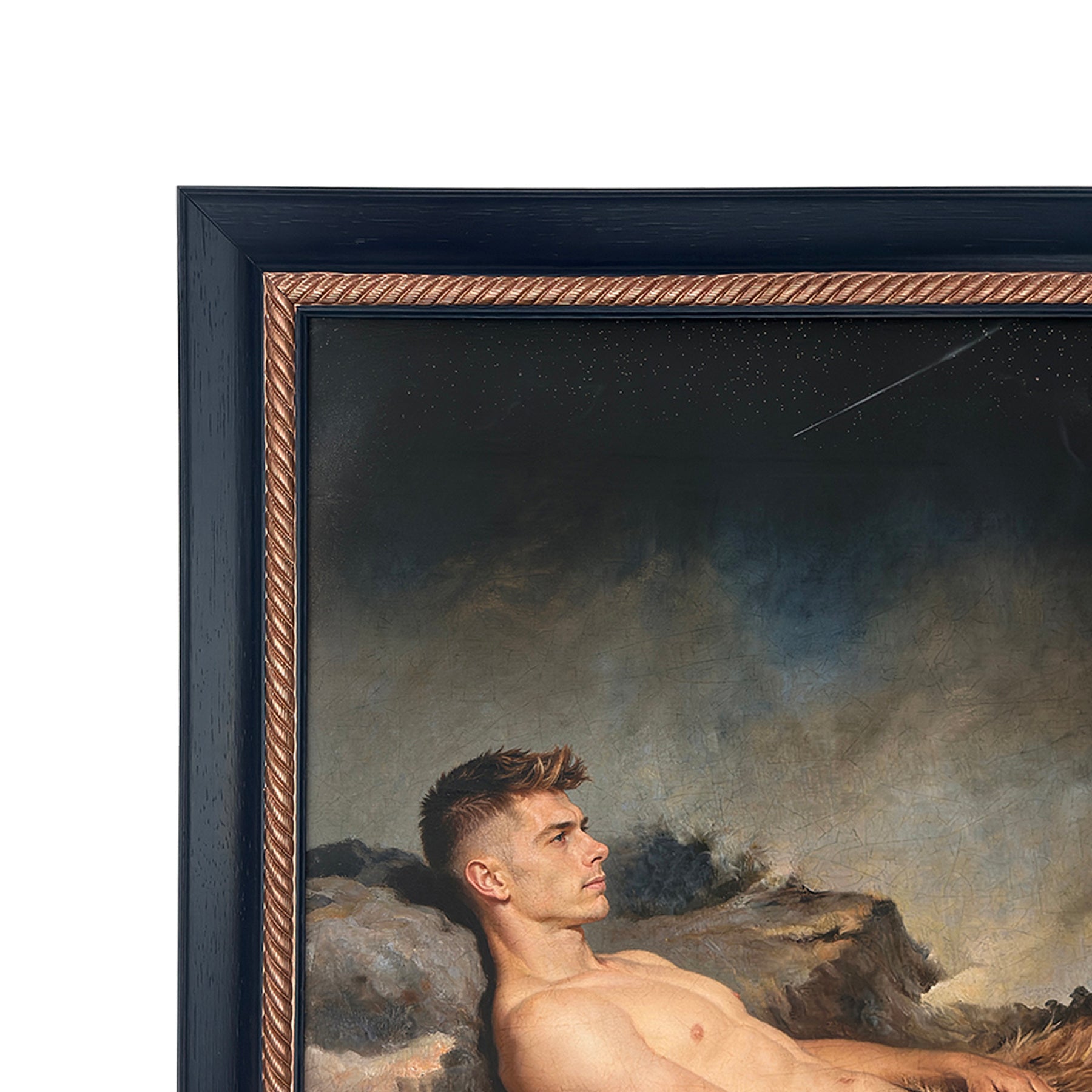 Alex as Sleeping Shepherd Stretch Canvas 23"x31" Restored Custom Painted  Frame 28"x37"