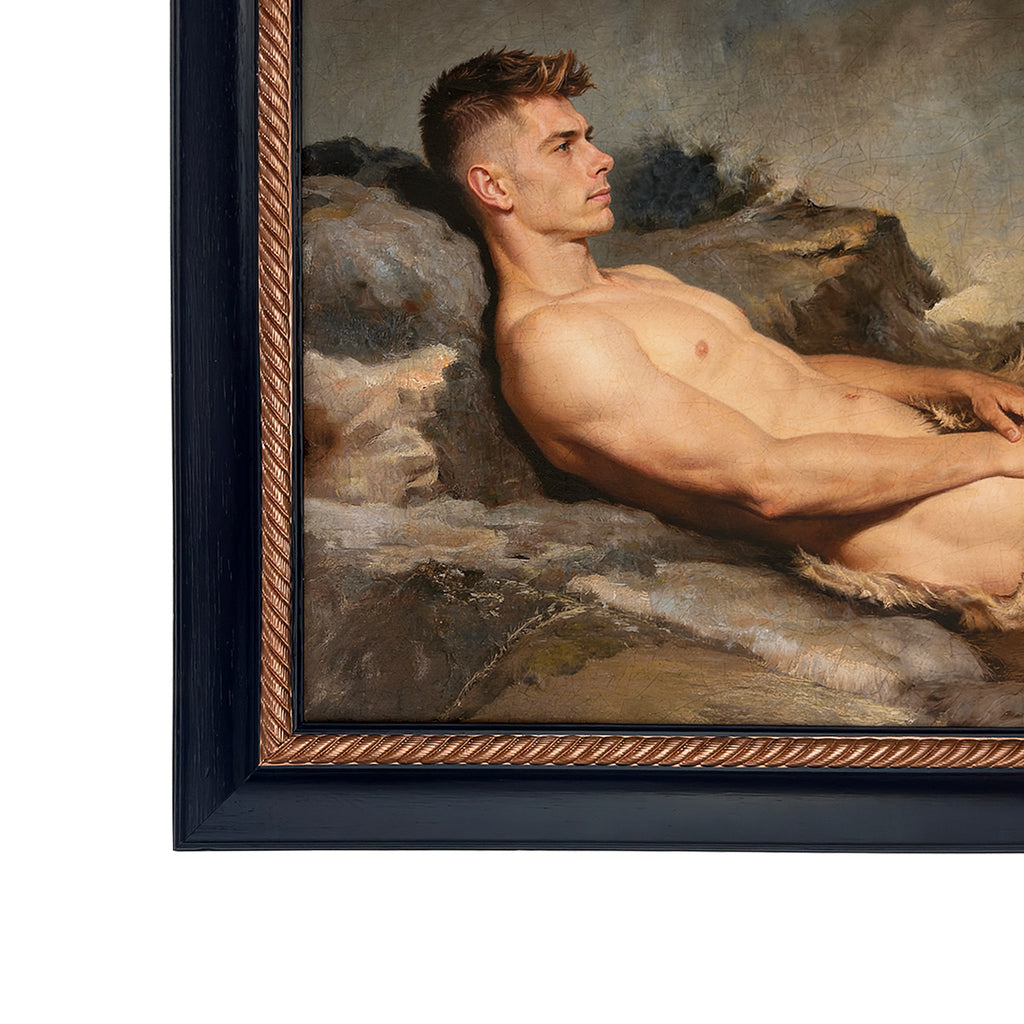 Alex as Sleeping Shepherd Stretch Canvas 23"x31" Restored Custom Painted  Frame 28"x37"