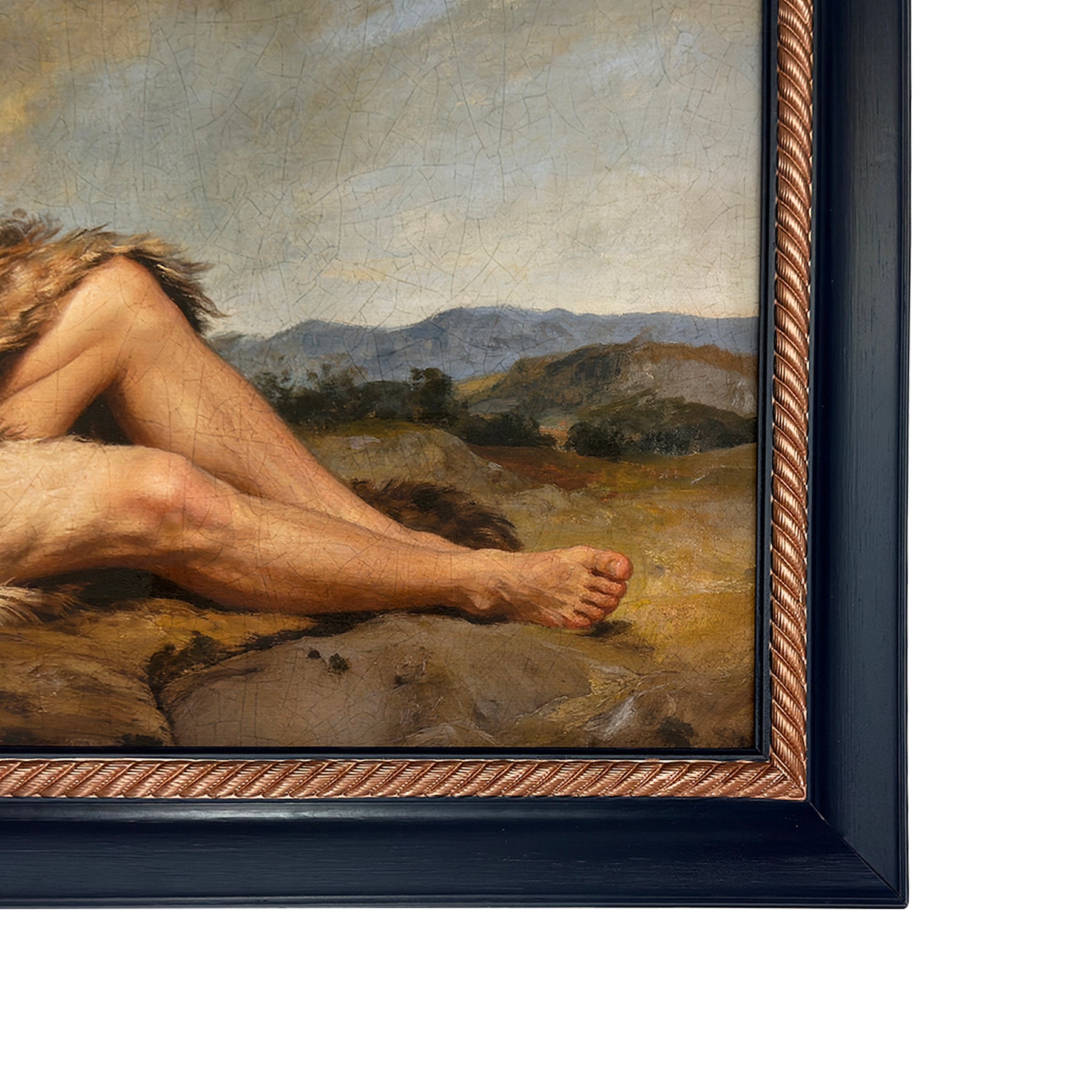 Alex as Sleeping Shepherd Stretch Canvas 23"x31" Restored Custom Painted  Frame 28"x37"