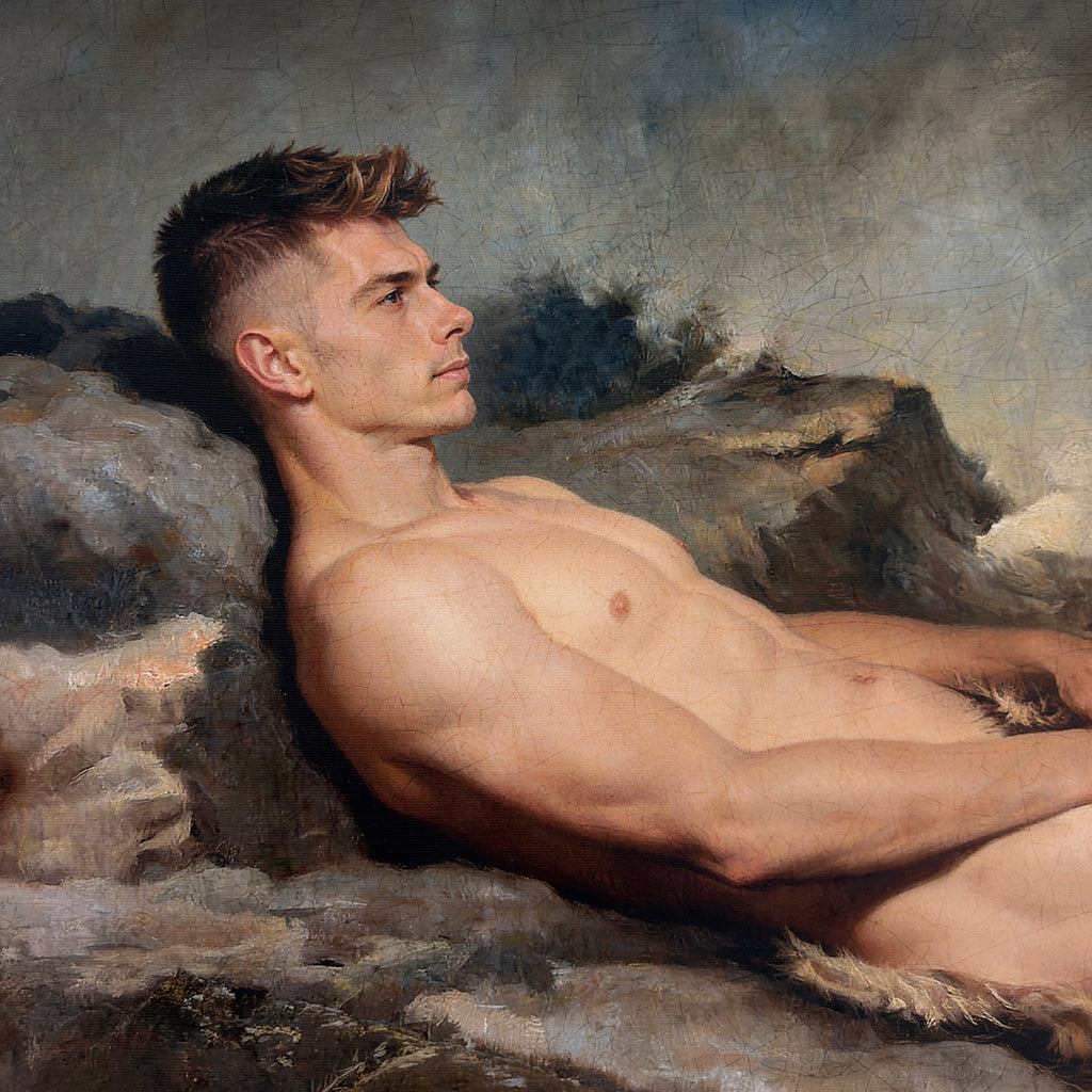 Alex as Sleeping Shepherd Stretch Canvas 23"x31" Restored Custom Painted  Frame 28"x37"