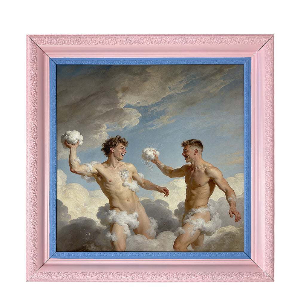 Alex and Blake in The Clouds Stretch Canvas Art Print in Custom Painted Ornate Frame 30"x30"
