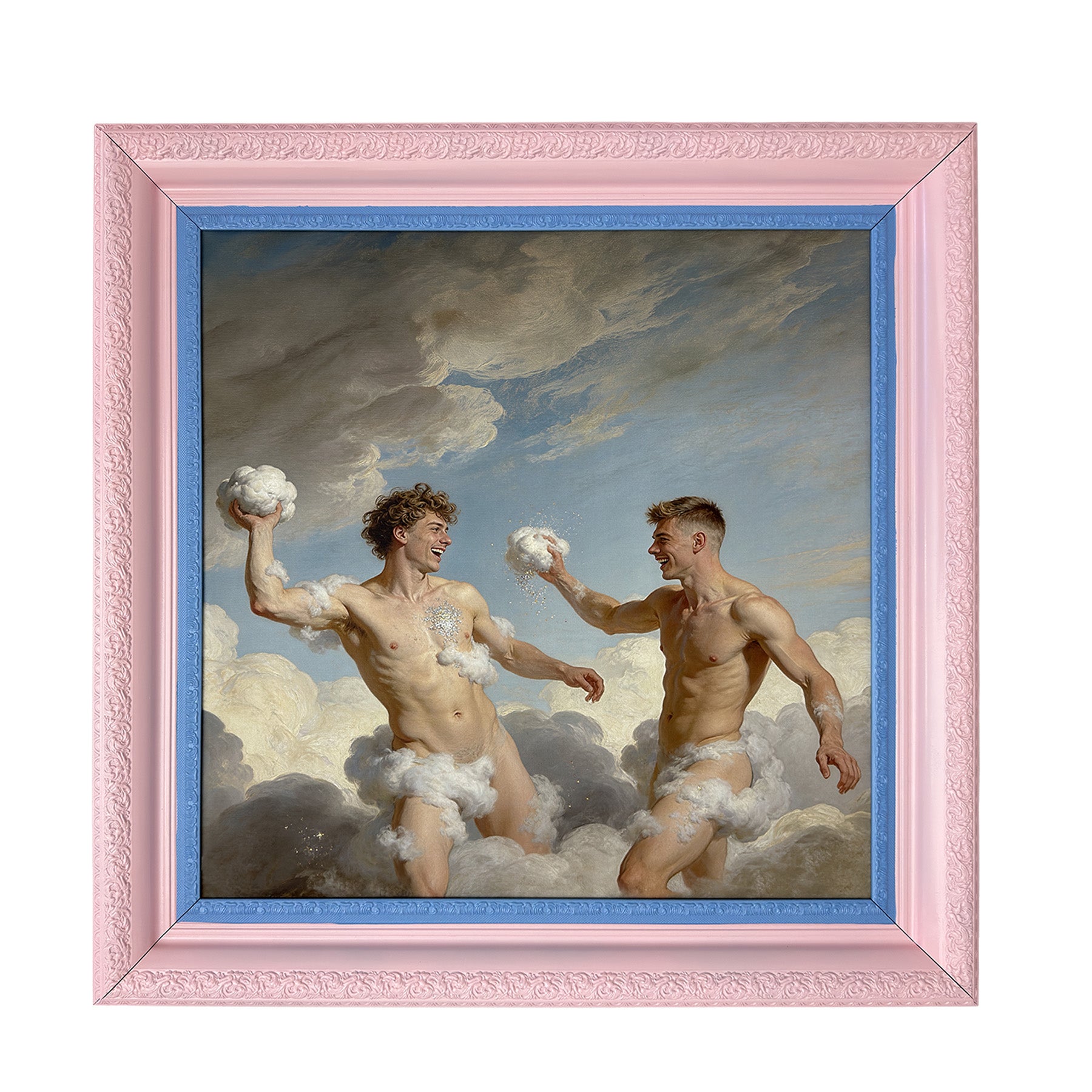 Alex and Blake in The Clouds Stretch Canvas Art Print in Custom Painted Ornate Frame 30"x30"