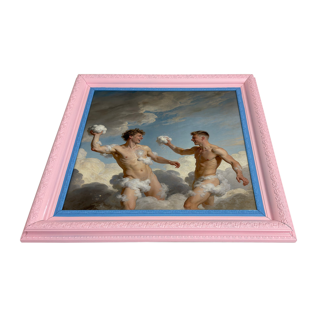 Alex and Blake in The Clouds Stretch Canvas Art Print in Custom Painted Ornate Frame 30"x30"