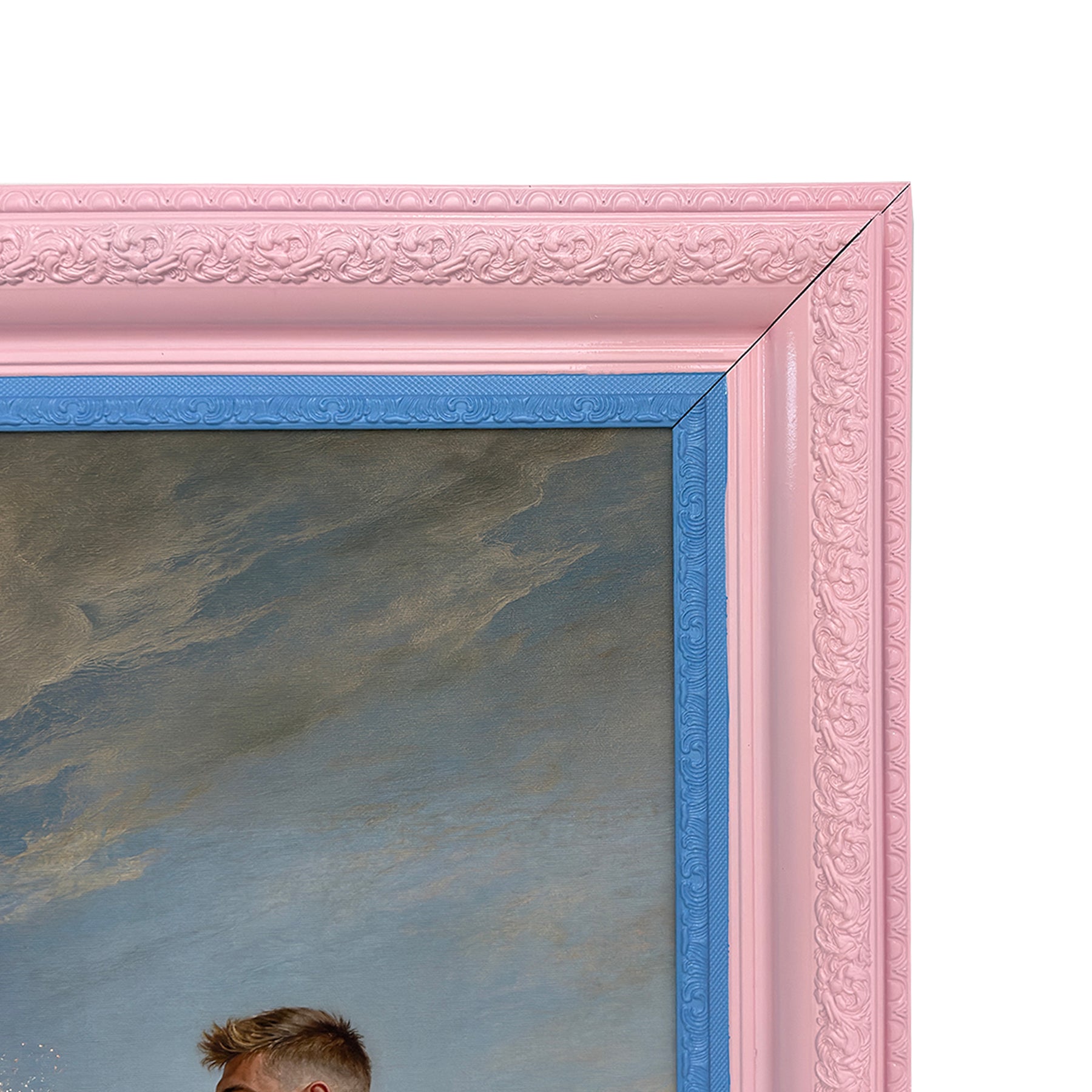 Alex and Blake in The Clouds Stretch Canvas Art Print in Custom Painted Ornate Frame 30"x30"