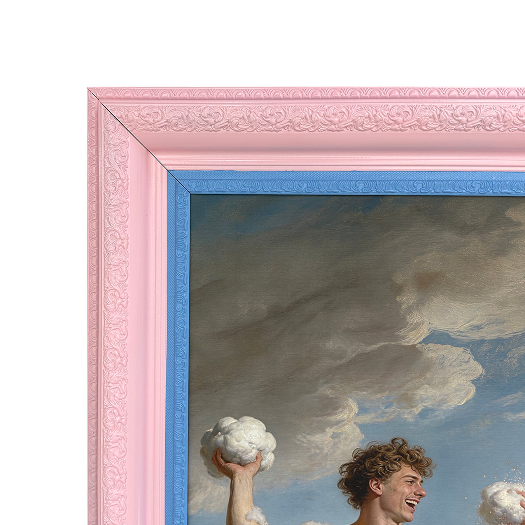 Alex and Blake in The Clouds Stretch Canvas Art Print in Custom Painted Ornate Frame 30"x30"
