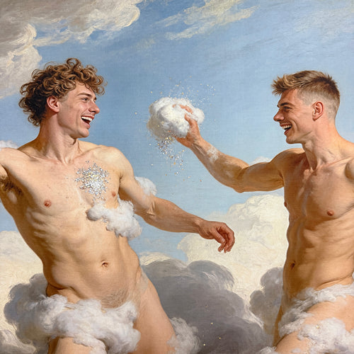 Alex and Blake in The Clouds Stretch Canvas Art Print in Custom Painted Ornate Frame 30"x30"