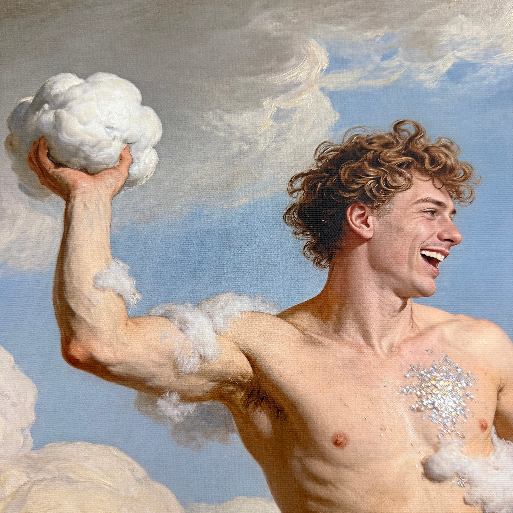 Alex and Blake in The Clouds Stretch Canvas Art Print in Custom Painted Ornate Frame 30"x30"