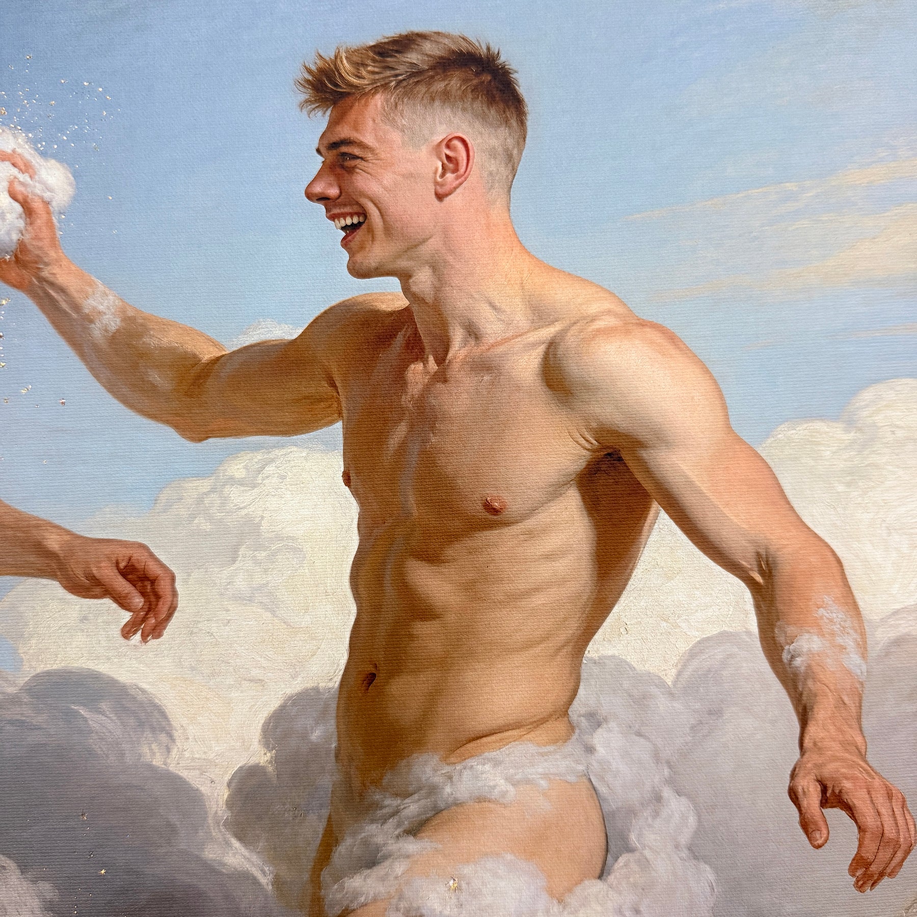 Alex and Blake in The Clouds Stretch Canvas Art Print in Custom Painted Ornate Frame 30"x30"