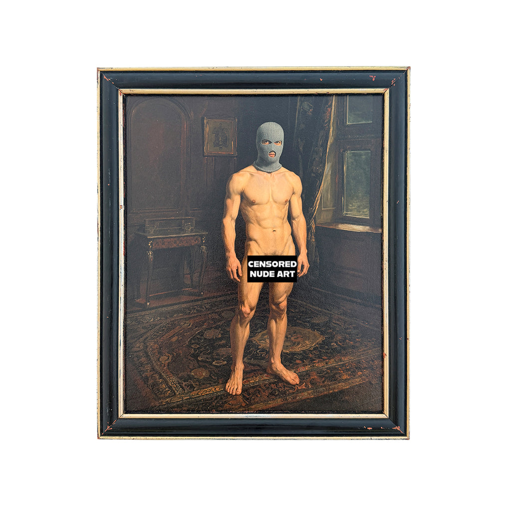 The Vigil of Endymion Masked Nude Study 9"x11" Art Print in Vintage Frame MATURE NSFW NUDE