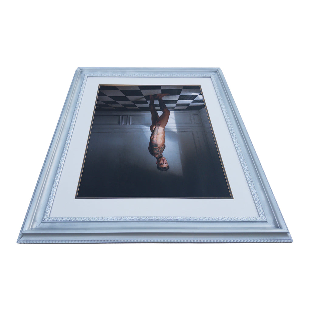 Cooper Between Light and Shadow Original Art Print in Vintage Restored Silver Frame 34"x40" Large Wall Art