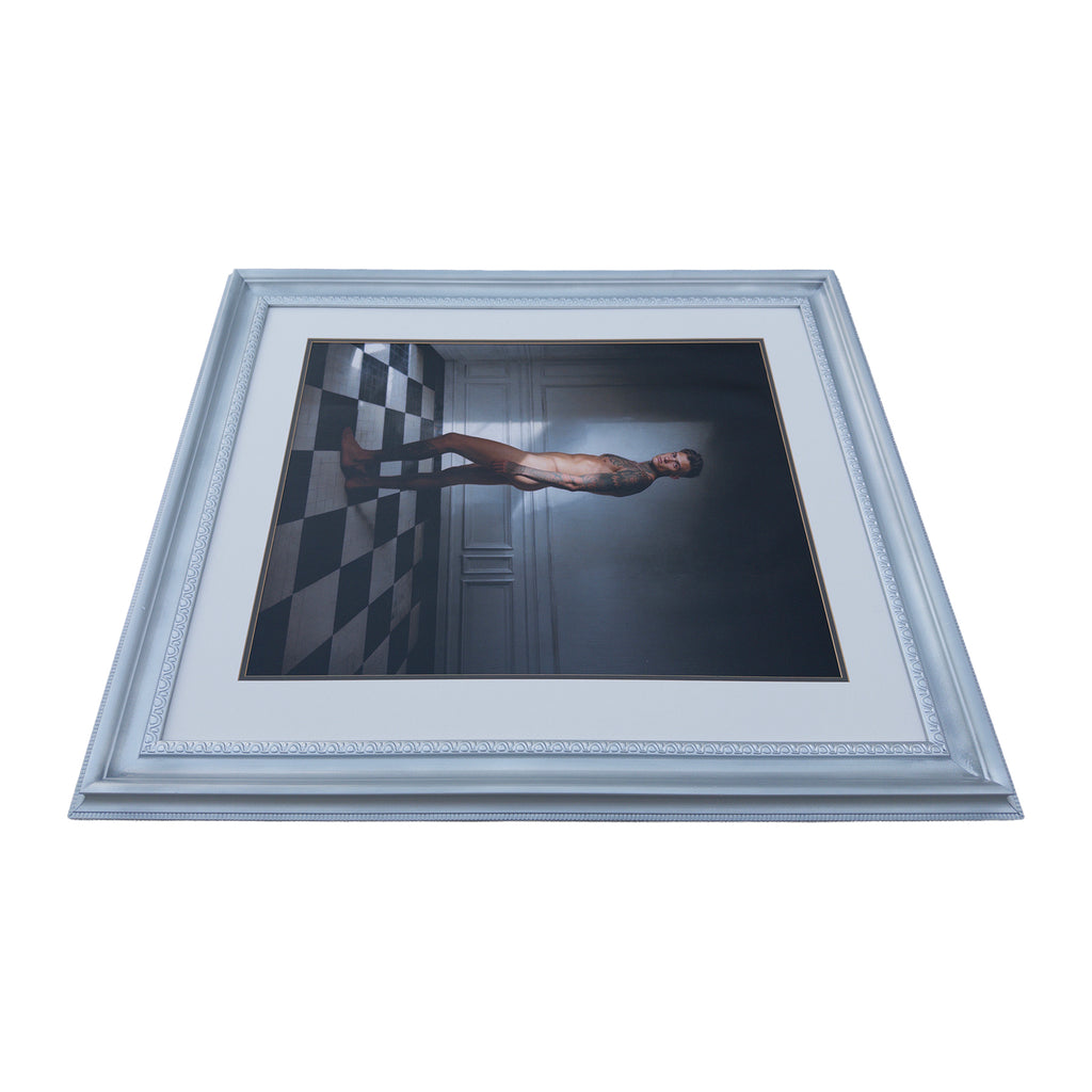 Cooper Between Light and Shadow Original Art Print in Vintage Restored Silver Frame 34"x40" Large Wall Art