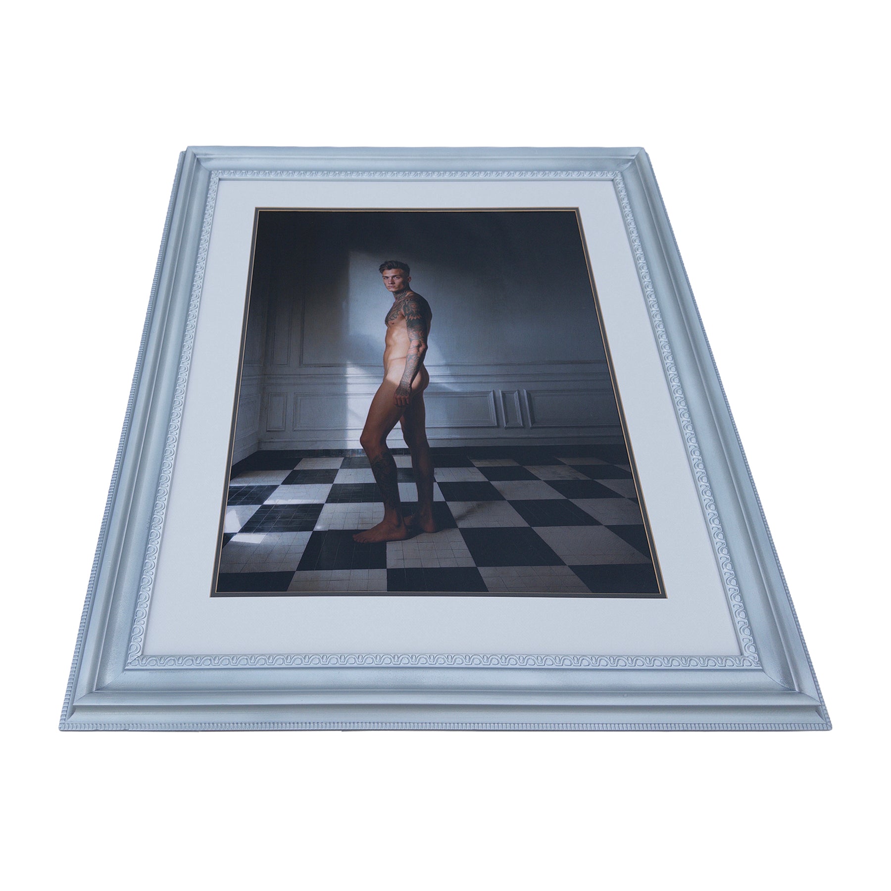 Cooper Between Light and Shadow Original Art Print in Vintage Restored Silver Frame 34"x40" Large Wall Art