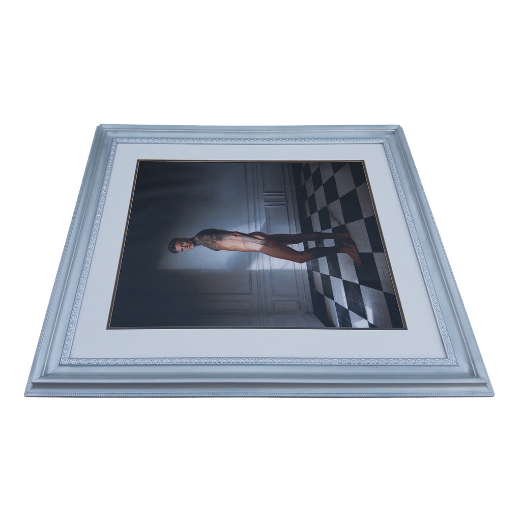 Cooper Between Light and Shadow Original Art Print in Vintage Restored Silver Frame 34"x40" Large Wall Art