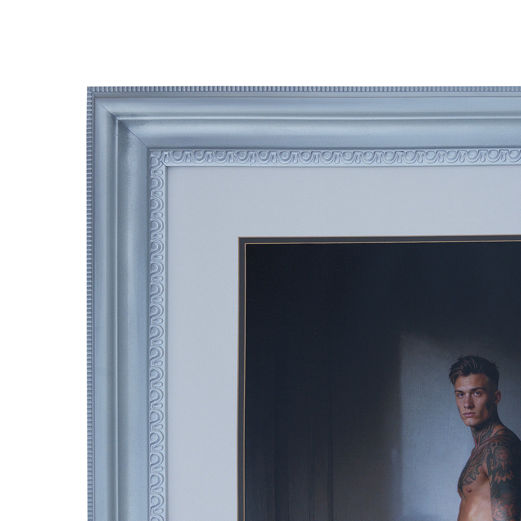 Cooper Between Light and Shadow Original Art Print in Vintage Restored Silver Frame 34"x40" Large Wall Art