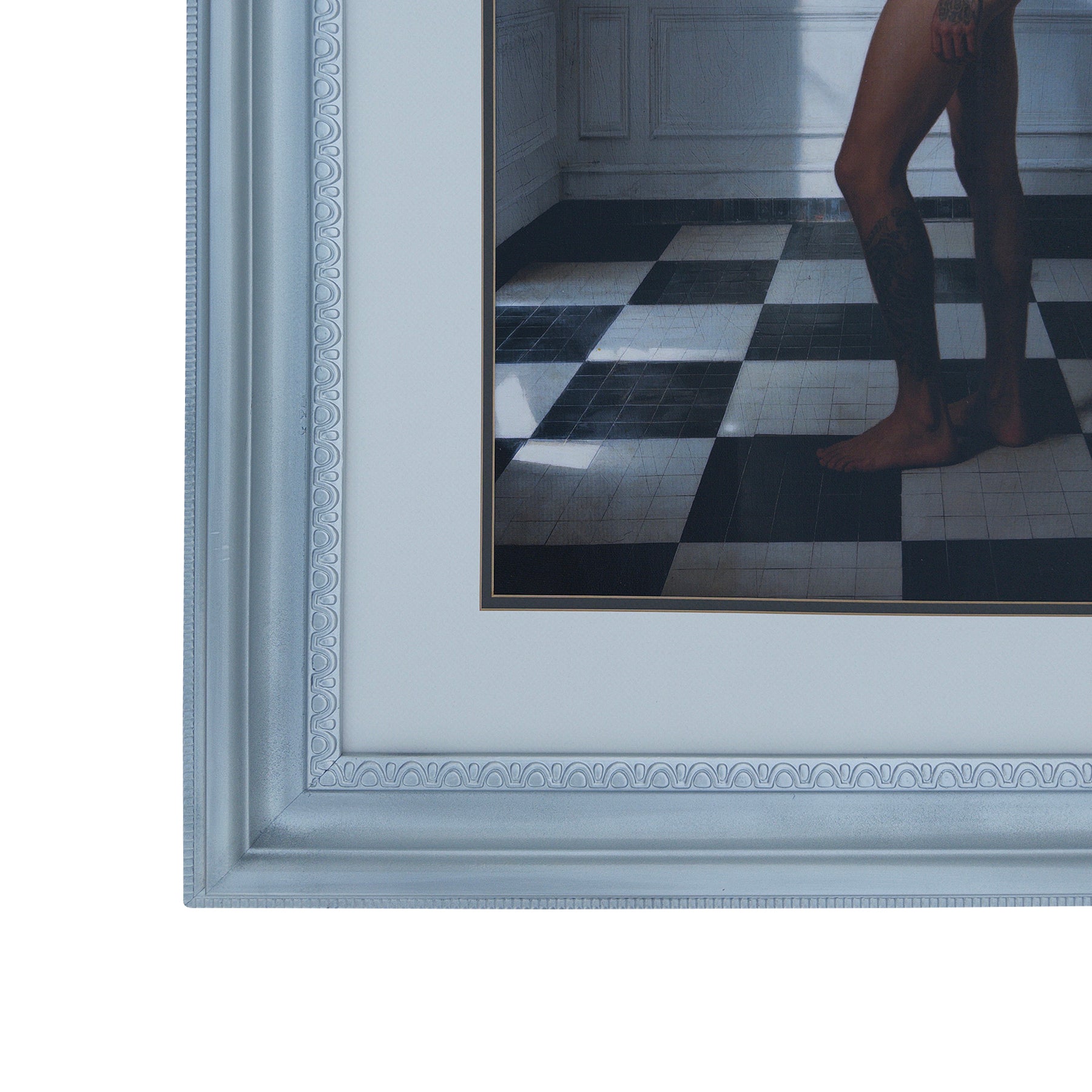 Cooper Between Light and Shadow Original Art Print in Vintage Restored Silver Frame 34"x40" Large Wall Art