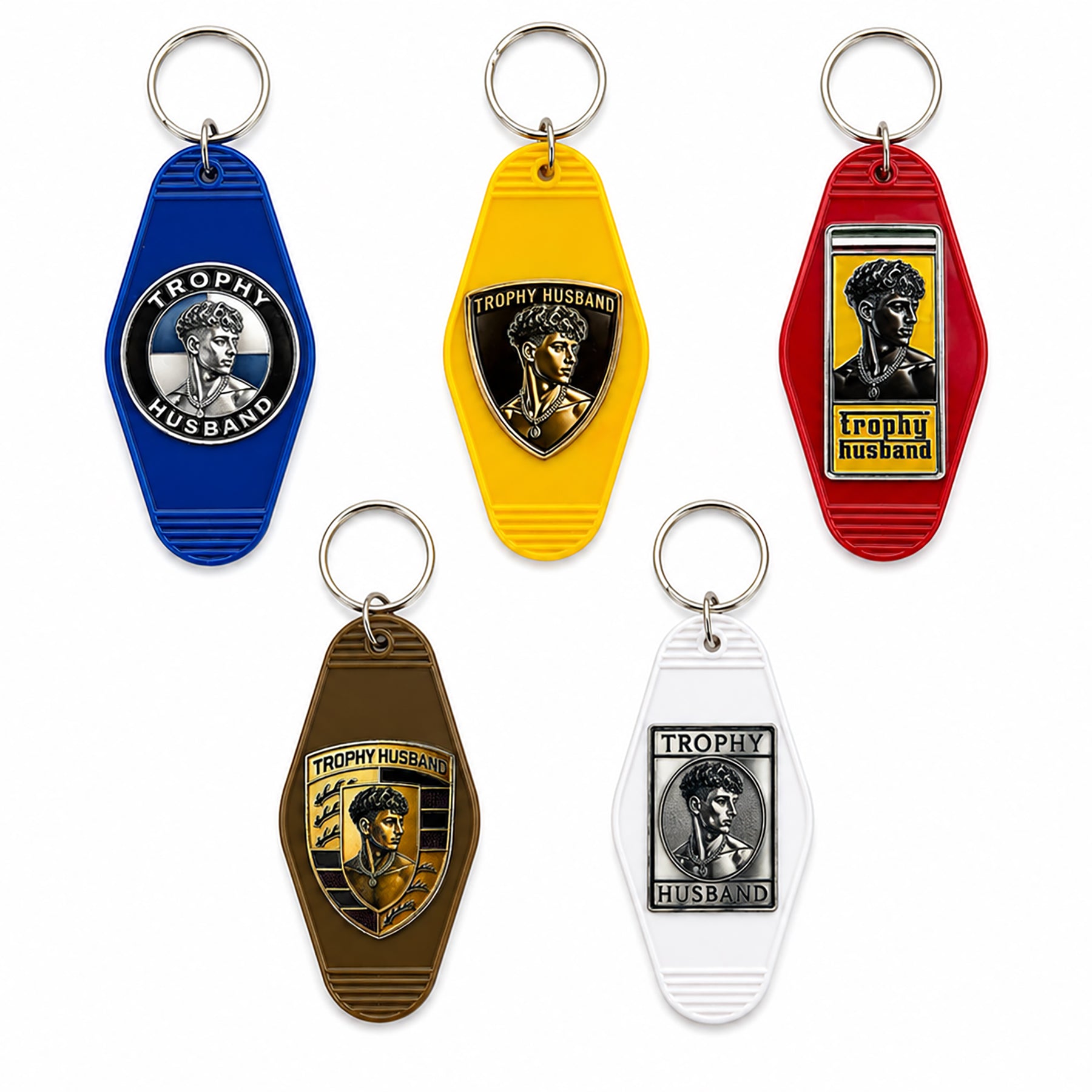 Trophy Husband X Car Keys Vintage  Keychain Collection 5 Pc Set